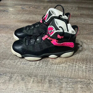 🔥 Nike Air Jordan 6 Rings Black Basketball Sneakers 323399‎ 061 Sz 4.5 Y=…